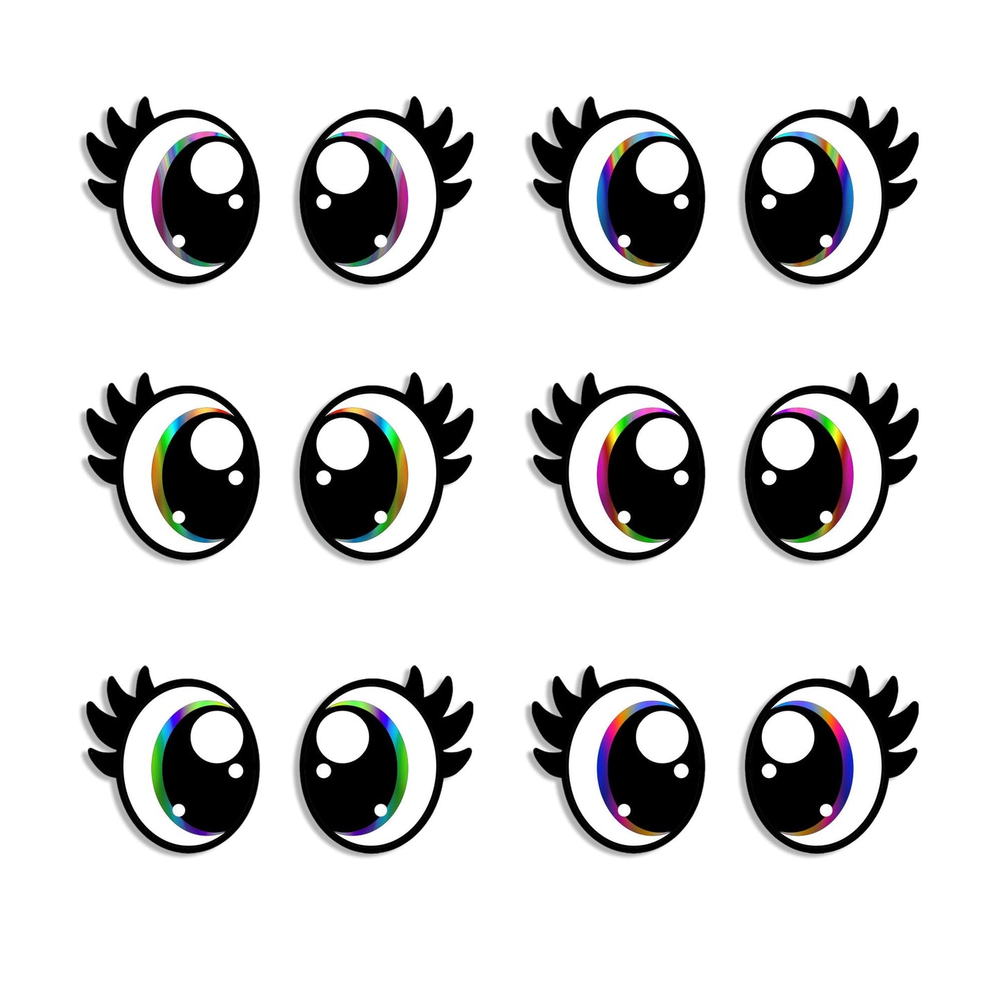 6 Pack Oval Kawaii Felt Eyes