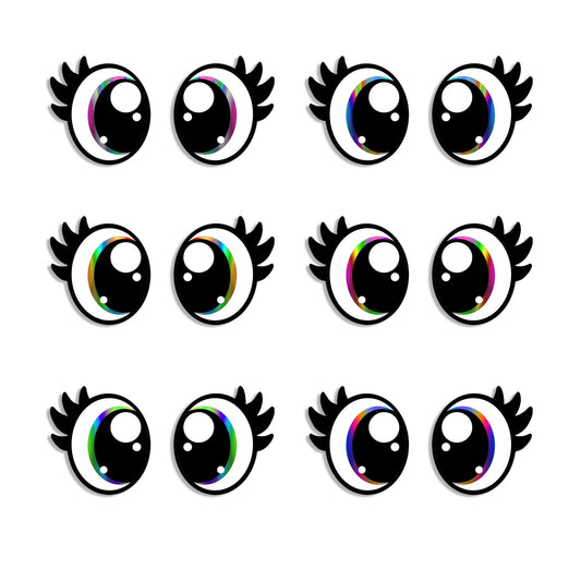 6 Pack Oval Kawaii Felt Eyes