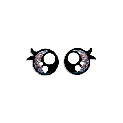 6 Pack, 3 Pack or Bulk Glitter Felt Eyes with Lashes for Amigurumi, Crochet, Knit, Plushie, Round, Rainbow, Kawaii