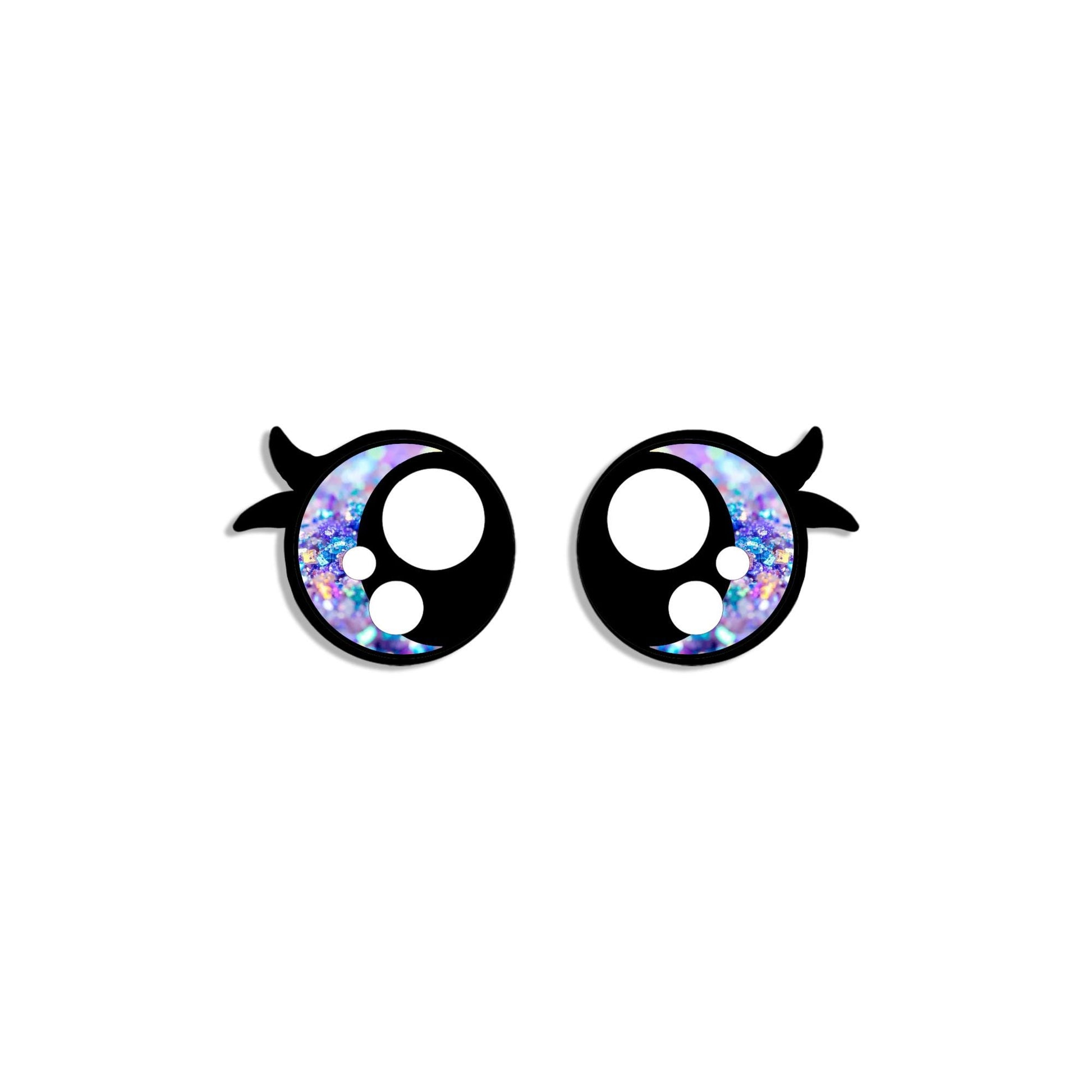 6 Pack, 3 Pack or Bulk Glitter Felt Eyes with Lashes for Amigurumi, Crochet, Knit, Plushie, Round, Rainbow, Kawaii