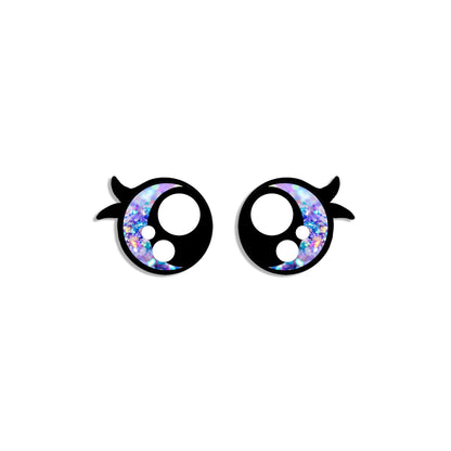 6 Pack, 3 Pack or Bulk Glitter Felt Eyes with Lashes for Amigurumi, Crochet, Knit, Plushie, Round, Rainbow, Kawaii