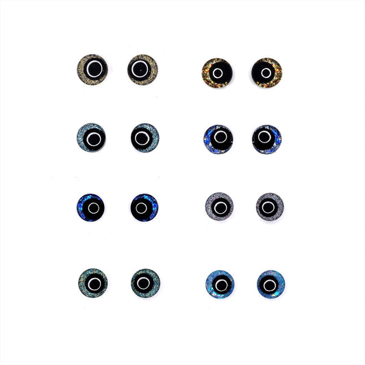 Glitter Sinker Safety Eyes With Offset Pupil for Amigurumi, 10mm-35mm