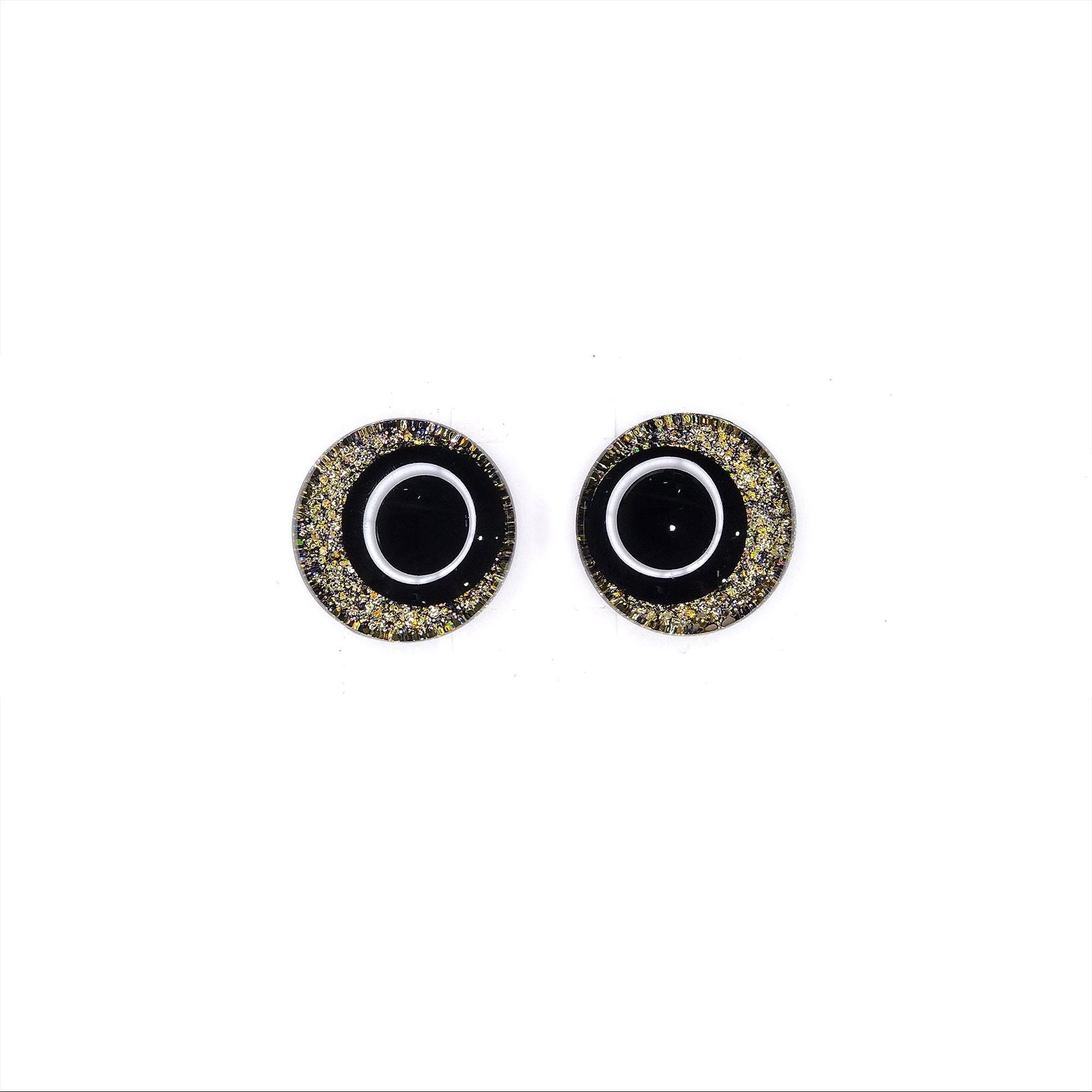 Glitter Sinker Safety Eyes With Offset Pupil for Amigurumi, 10mm-35mm