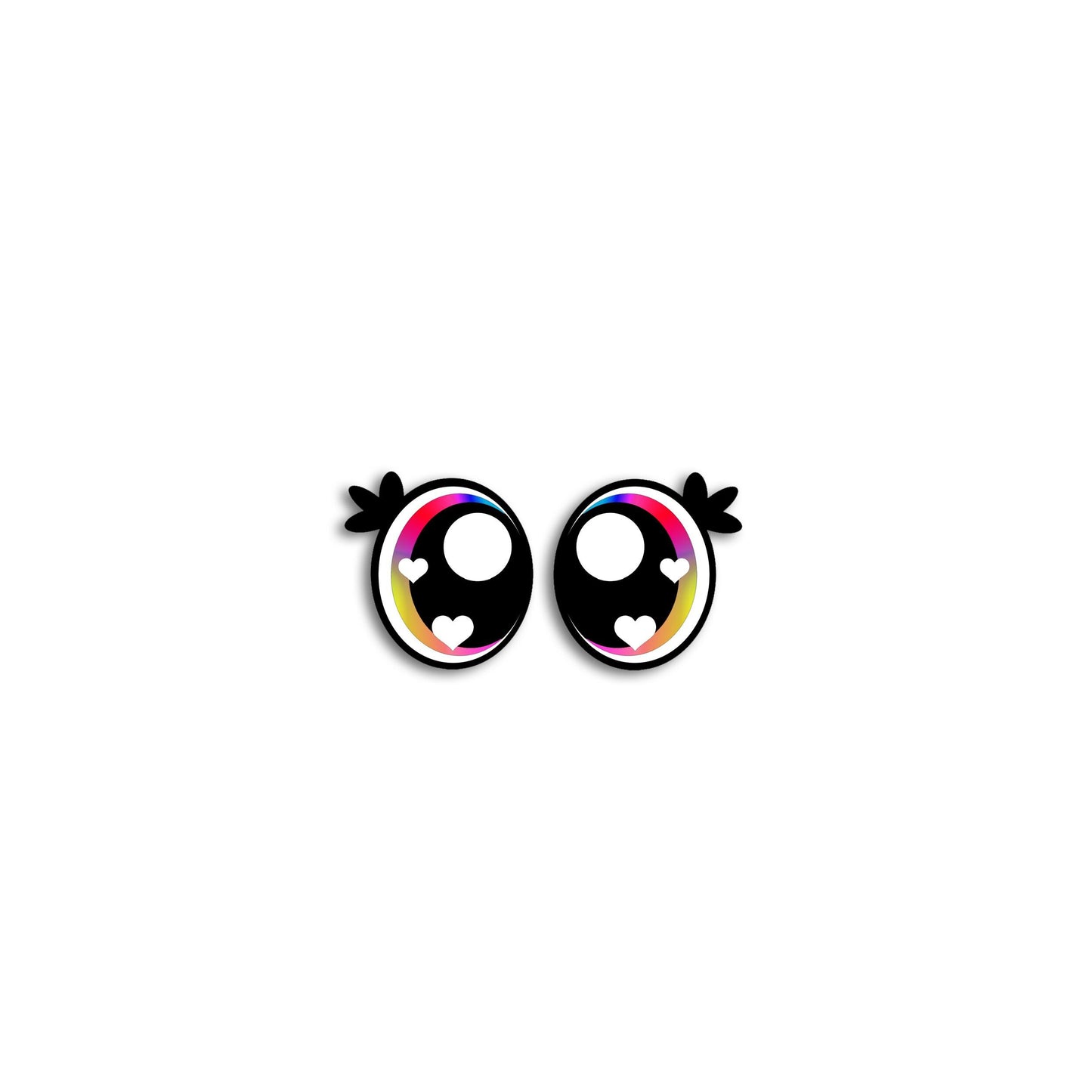 6 Pairs of Felt Amigurumi Eyes with Lashes, Rainbow Kawaii Crochet, Multiple Sizes