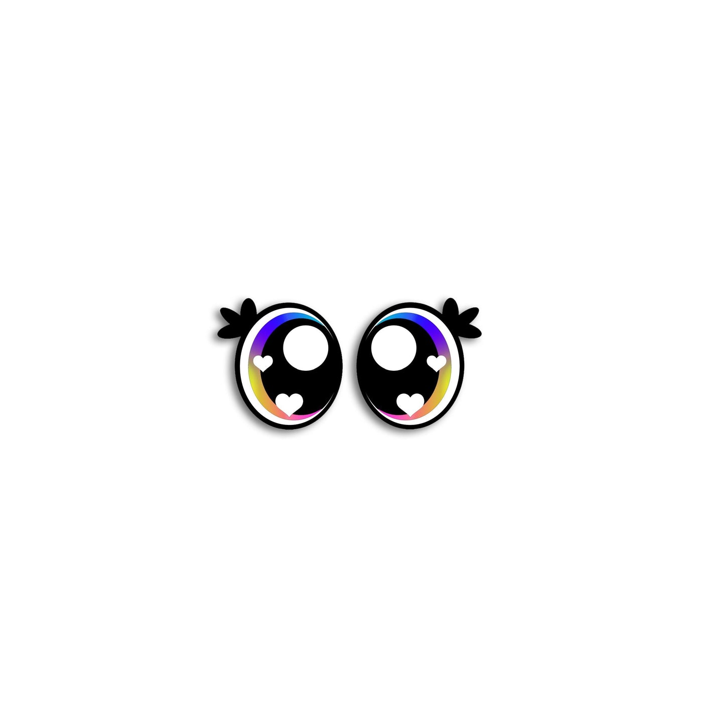 6 Pairs of Felt Amigurumi Eyes with Lashes, Rainbow Kawaii Crochet, Multiple Sizes