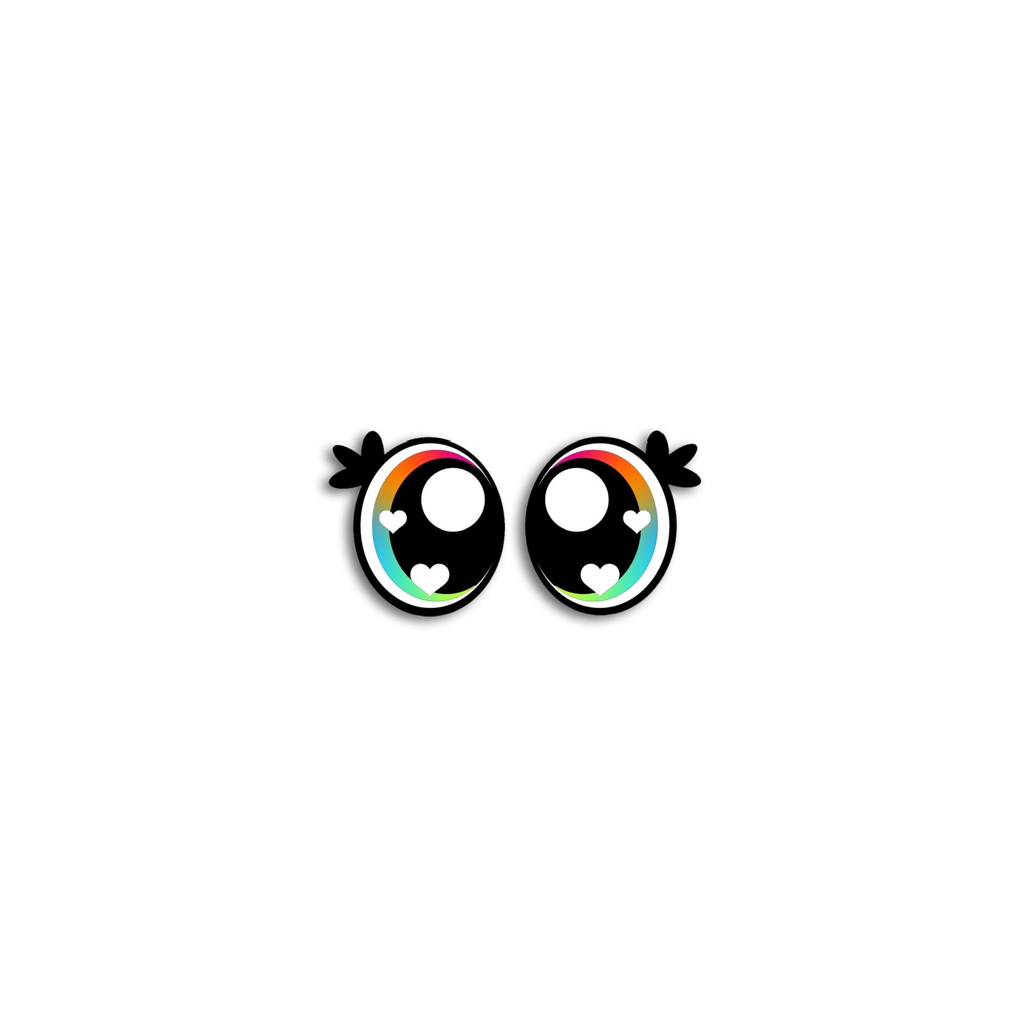 6 Pairs of Felt Amigurumi Eyes with Lashes, Rainbow Kawaii Crochet, Multiple Sizes