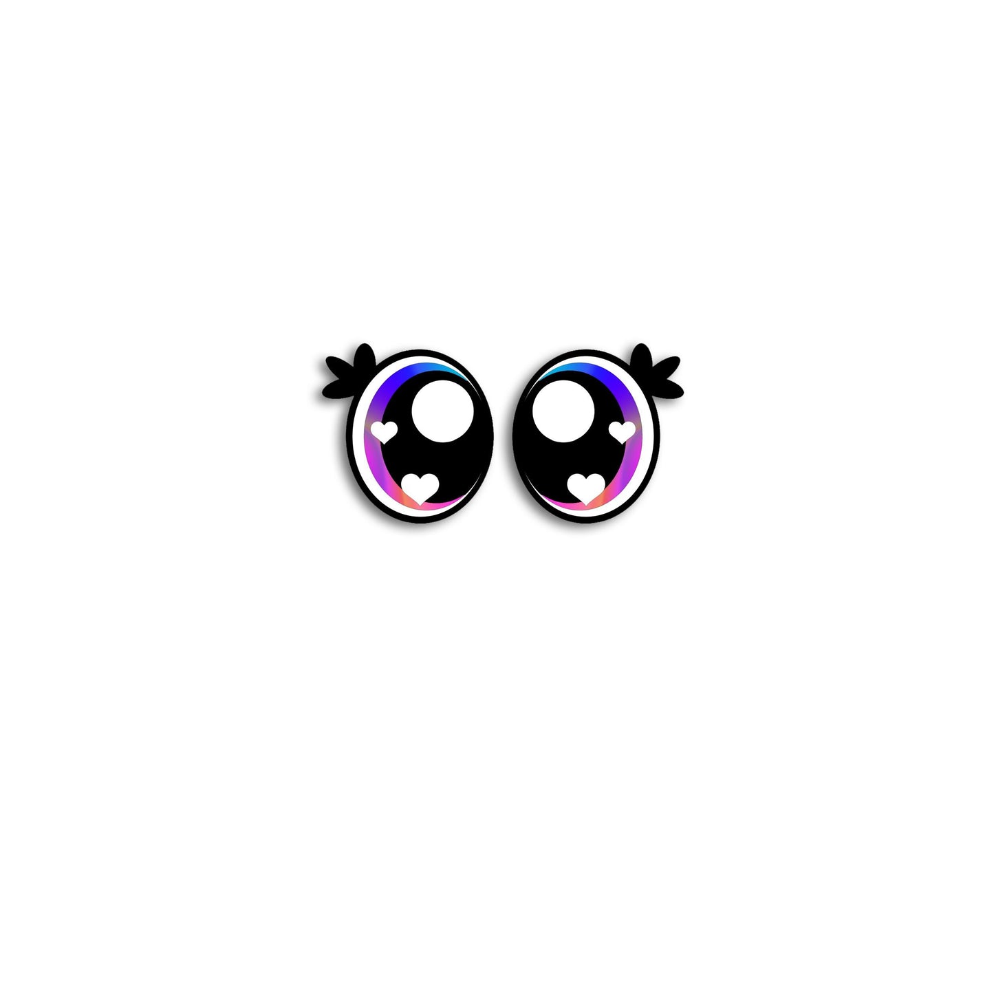 6 Pairs of Felt Amigurumi Eyes with Lashes, Rainbow Kawaii Crochet, Multiple Sizes