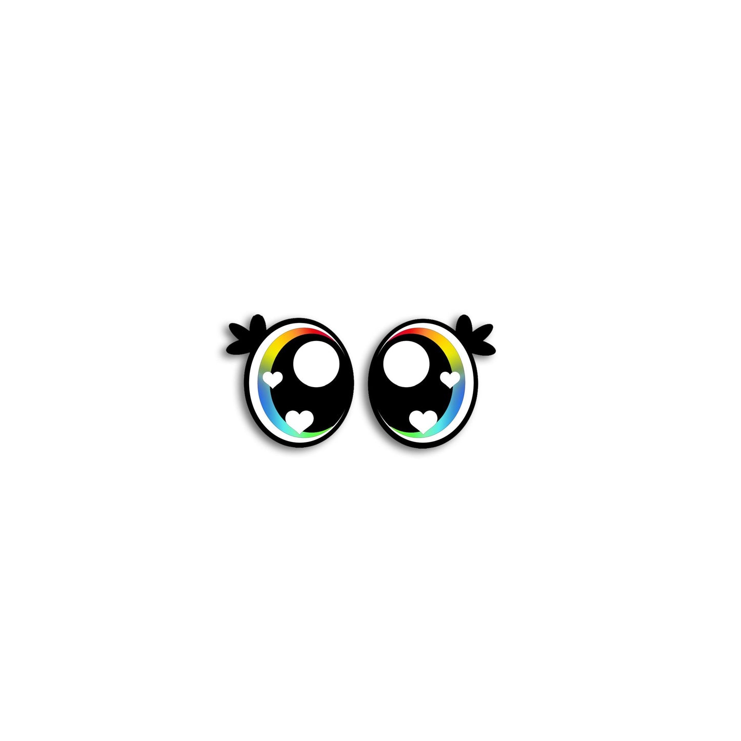6 Pairs of Felt Amigurumi Eyes with Lashes, Rainbow Kawaii Crochet, Multiple Sizes
