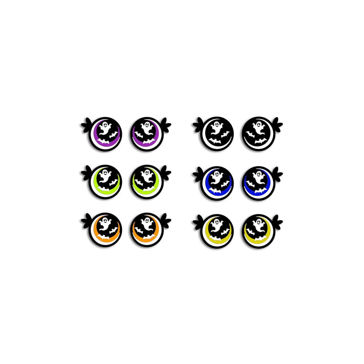 6 Pack, 3 Pack or Bulk Glitter Felt Eyes for Amigurumi, Halloween, Crochet, Knit, Plushie, Glitter, Kawaii, Monster, Ghost, Bats, Spider