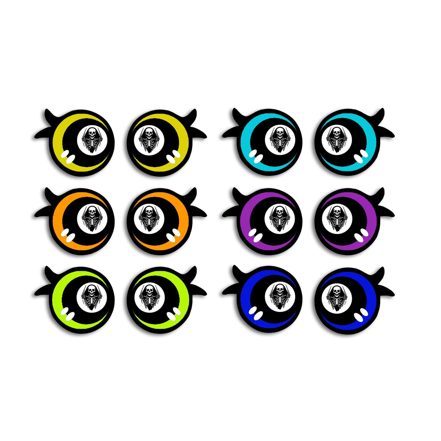 6 Pack of Halloween Felt Eyes for Amigurumi, with Lashes Multiple Sizes Available